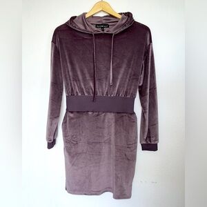Derek Heart Velour Comfort Soft Hooded Mauve Dress Medium